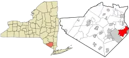 Location of West Point in Orange County, New York (left) and of Orange County in New York state (right)