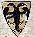 First double-headed eagle as Reichsadler, from Chronica Majora (c. 1250)