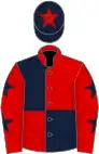 Red and dark blue (quartered), red sleeves, dark blue stars, dark blue cap, red star