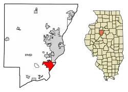 Location of Bartonville in Peoria County, Illinois.