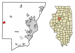 Location of Elmwood in Peoria County, Illinois.