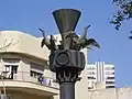 Pillar, screw and ducks, 1989Steel, bronze and stainless steel2 Masaryk Square, Tel Aviv-Yafo