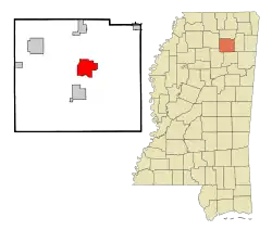 Location of Pontotoc, Mississippi
