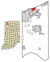 Location of Dune Acres in Porter County, Indiana.