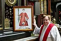 Relic of St. Caesarius deacon and martyr, Saint Anthony's Chapel in Pittsburgh, Pennsylvania. In photo, Fr. James Orr
