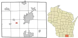 Location in Rock County and the state of Wisconsin.