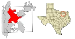 Location of Rockwall in Rockwall County, Texas