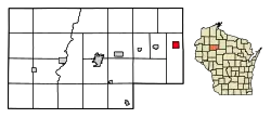 Location of Hawkins in Rusk County, Wisconsin.
