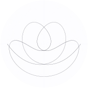 An orbit of the swinging Atwood's machine for 
  
    
      
        μ
        =
        2.394
      
    
    {\displaystyle \mu =2.394}
  
, 
  
    
      
        
          θ
          
            0
          
        
        =
        
          
            π
            2
          
        
      
    
    {\displaystyle \theta _{0}={\frac {\pi }{2}}}
  
, and zero initial velocity.