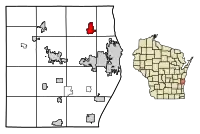 Location of Howards Grove in Sheboygan County, Wisconsin.