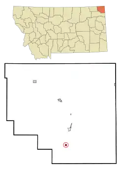 Location of Medicine Lake, Montana