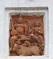 Terracotta wall decoration of Shiva and Parvati in the Banerjee family temple