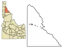 Location of Pinehurst in Shoshone County, Idaho.