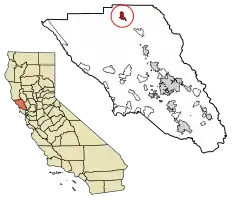 Location of Cloverdale in Sonoma County, California