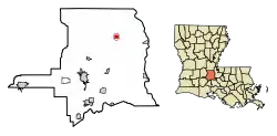 Location of Palmetto in St. Landry Parish, Louisiana.