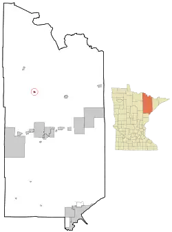 Location of the city of Cookwithin Saint Louis County, Minnesota