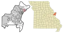 Location of Moline Acres, Missouri