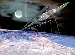 This is an image that shows StarTram launching a rocket.