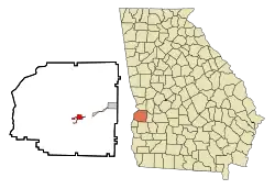 Location in Stewart County and the state of Georgia