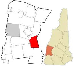 Location in Sullivan County and the state of New Hampshire