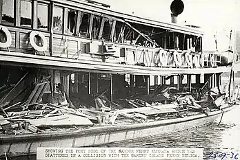 Damage to Kurra-Ba after her 1936 collision with Kulgoa
