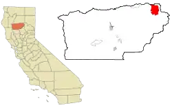 Location in Tehama County and the state of California