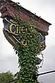 The Chef and Brewer pub sign, on the opposite side of the lane from the pub itself.