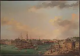 1777 painting The Outer Harbor of Brest, showing the French port of Brest. The work was produced in order to show the successful rebuilding of French naval facilities in Brest during the 1760s and 1770s.