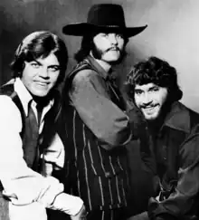The Stampeders in 1971, left to right, Ronnie King (bass), Rich Dodson (guitar, vocals), Kim Berly (drums)