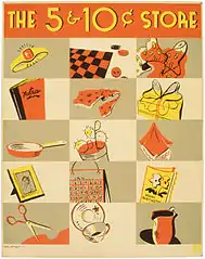 Poster for the WPA shows various items that can be purchased at the 5 & 10¢ store
