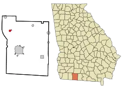 Location in Thomas County and the state of Georgia