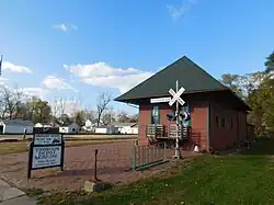 The Chicago, Burlington and Quincy Railroad depot in Thomson in November 2016, serving as a museum.