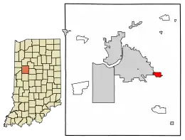 Location of Dayton in Tippecanoe County, Indiana.
