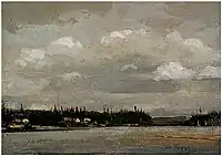 View Over a Lake: Shore with Houses, Summer 1912 or 1913. Sketch. National Gallery of Canada, Ottawa