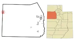 Location in Tooele County and the state of Utah