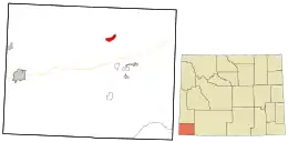 Location in Uinta County and the state of Wyoming