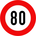 127: Maximum speed limit (80&nbsp;km/h)