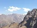 View of Talgar Peak (4979 m) from Talgar Pass in summer