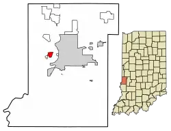 Location of West Terre Haute in Vigo County, Indiana.