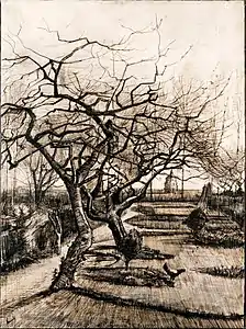 The Parsonage Garden at Nuenen in Winter, pen and ink drawing, March 1884, Museum of Fine Arts, Budapest (F1130, JH465)