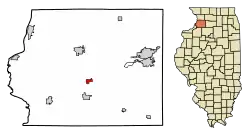 Location of Lyndon in Whiteside County, Illinois.