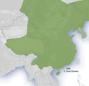 Yuan dynasty (c. 1294)Goryeo dynasty (shaded area) was a semi-autonomous vassal state